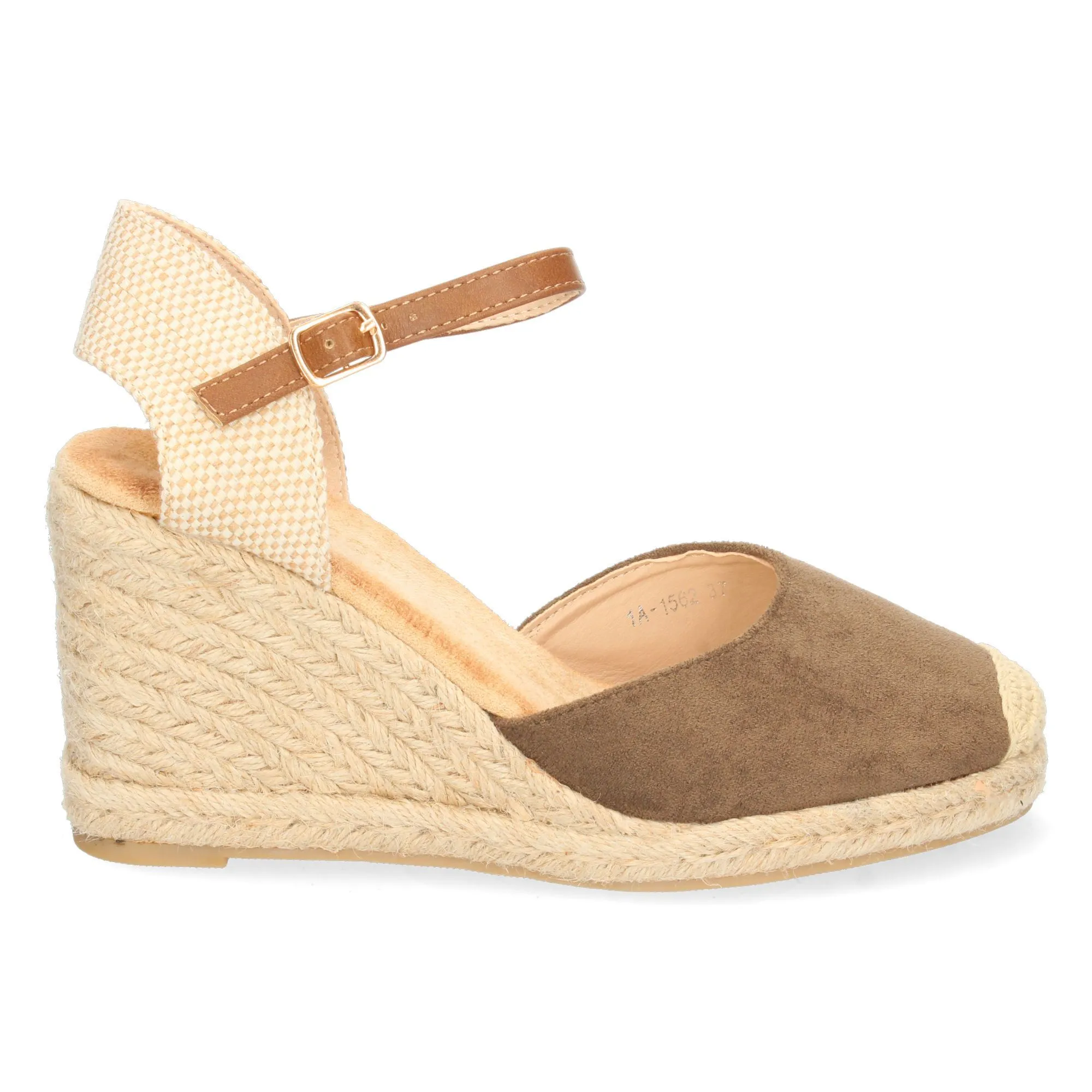 Alpargatas sandalias de cuña media y hebilla mujer color verde