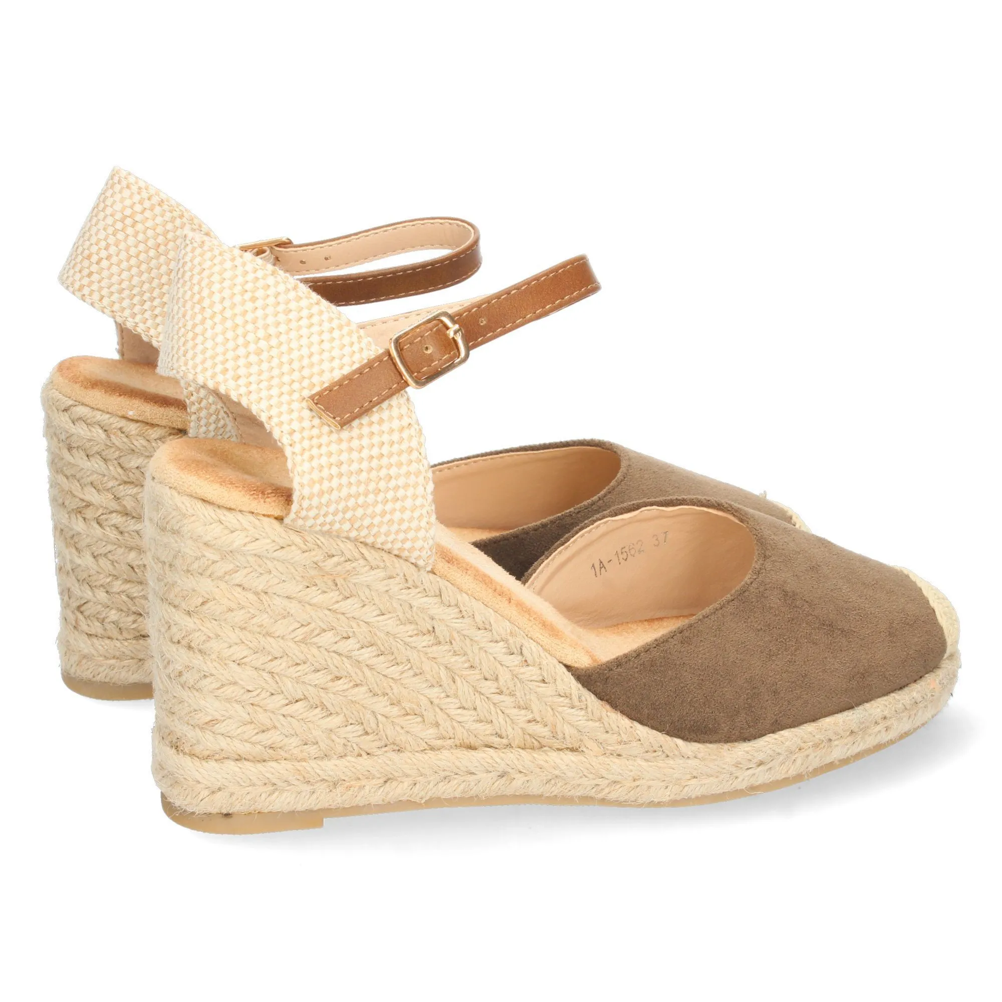 Alpargatas sandalias de cuña media y hebilla mujer color verde