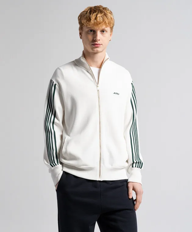 AUTRY White sports jacket with logo embroidery