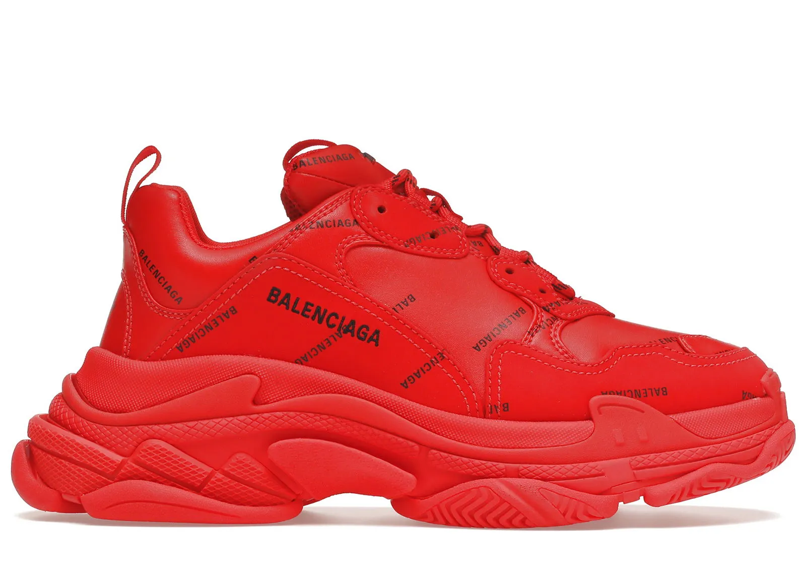 Balenciaga Triple S Allover Logo Red