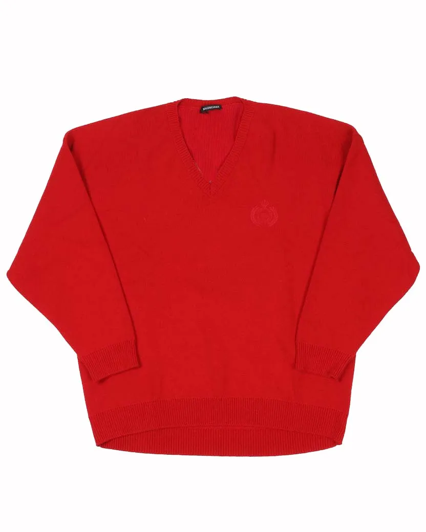 Balenciaga V Neck Logo Knitwear