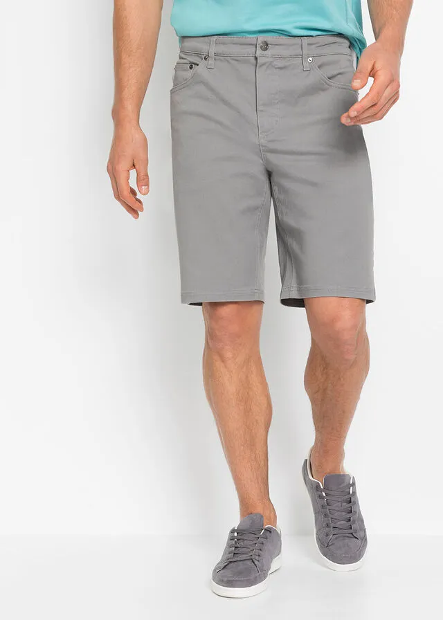 Bermudas elásticas, classic fit Gris