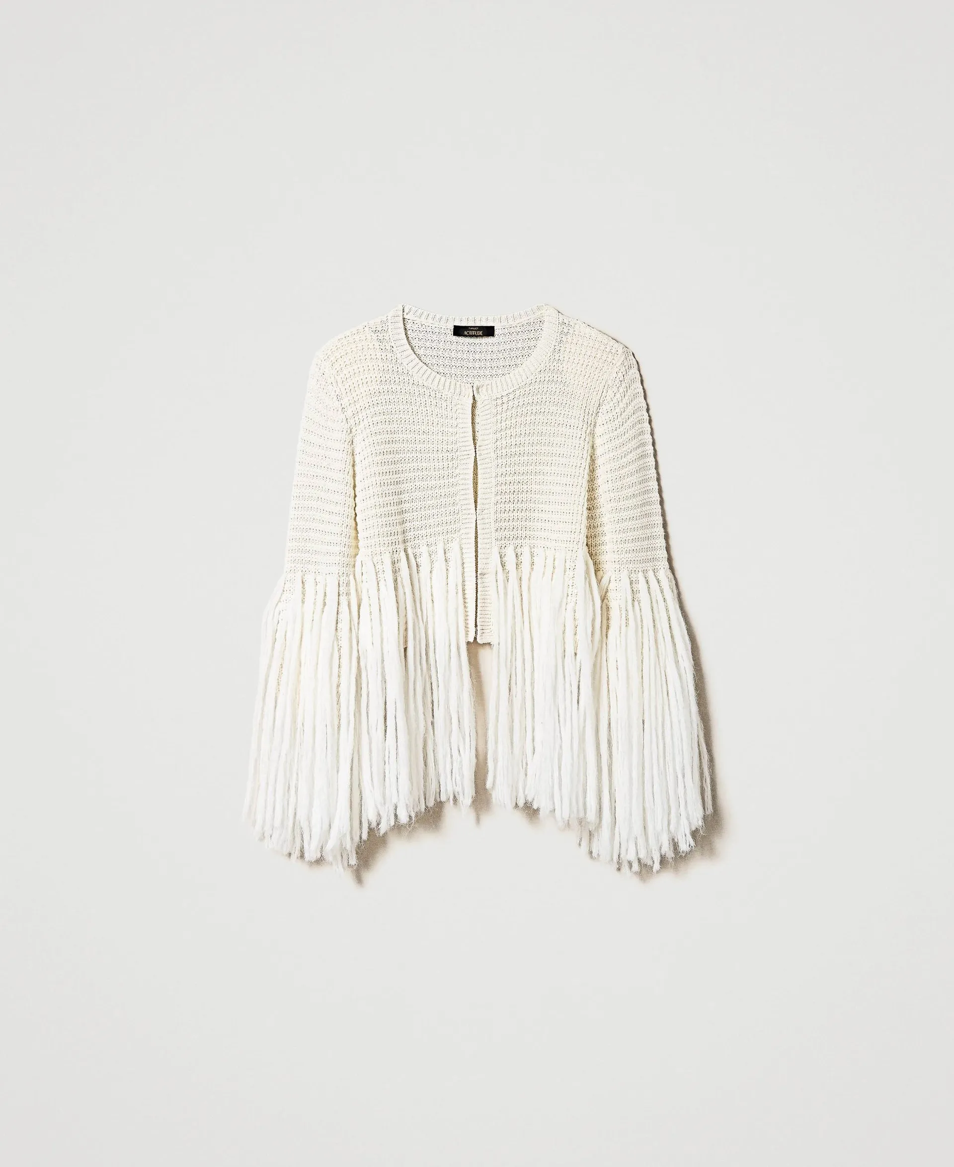 Blouson en laine mélangée avec franges