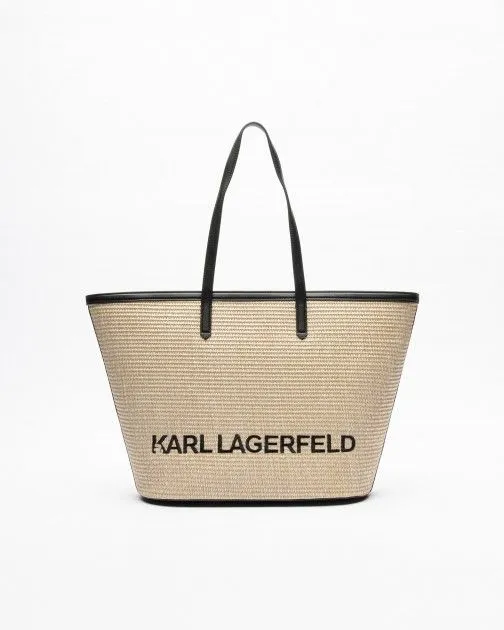 Bolso shopper Karl Lagerfeld K/Essential Raffia Tote Beige