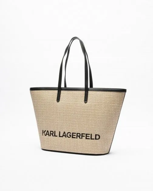 Bolso shopper Karl Lagerfeld K/Essential Raffia Tote Beige