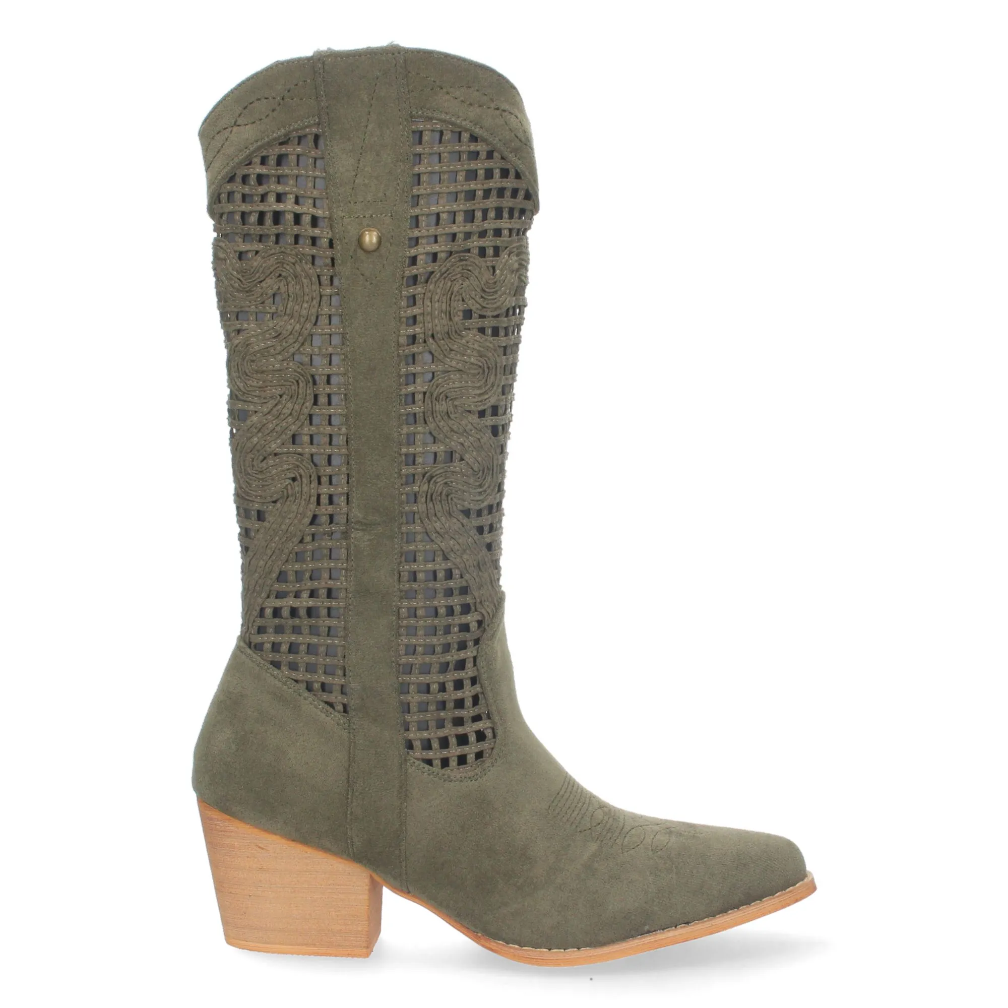 Botas altas tacon campero calados en caña verde