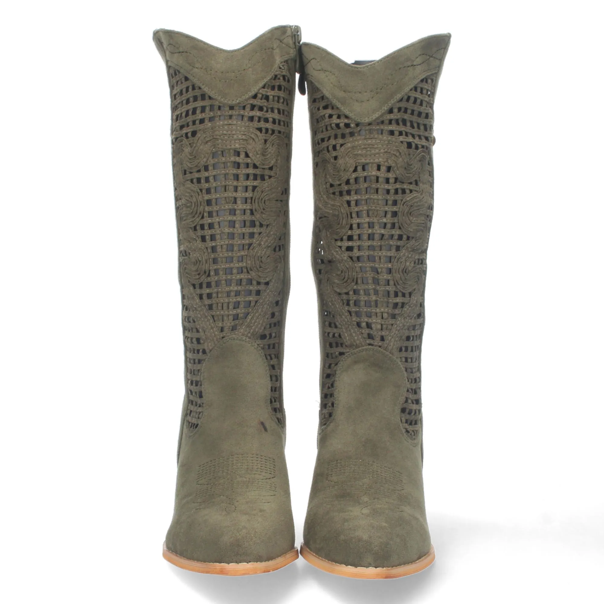 Botas altas tacon campero calados en caña verde