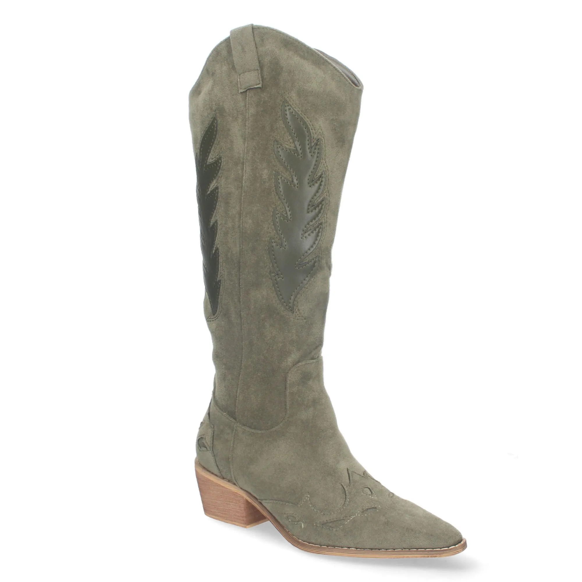 Botas camperas altas tacón bajo para mujer color verde