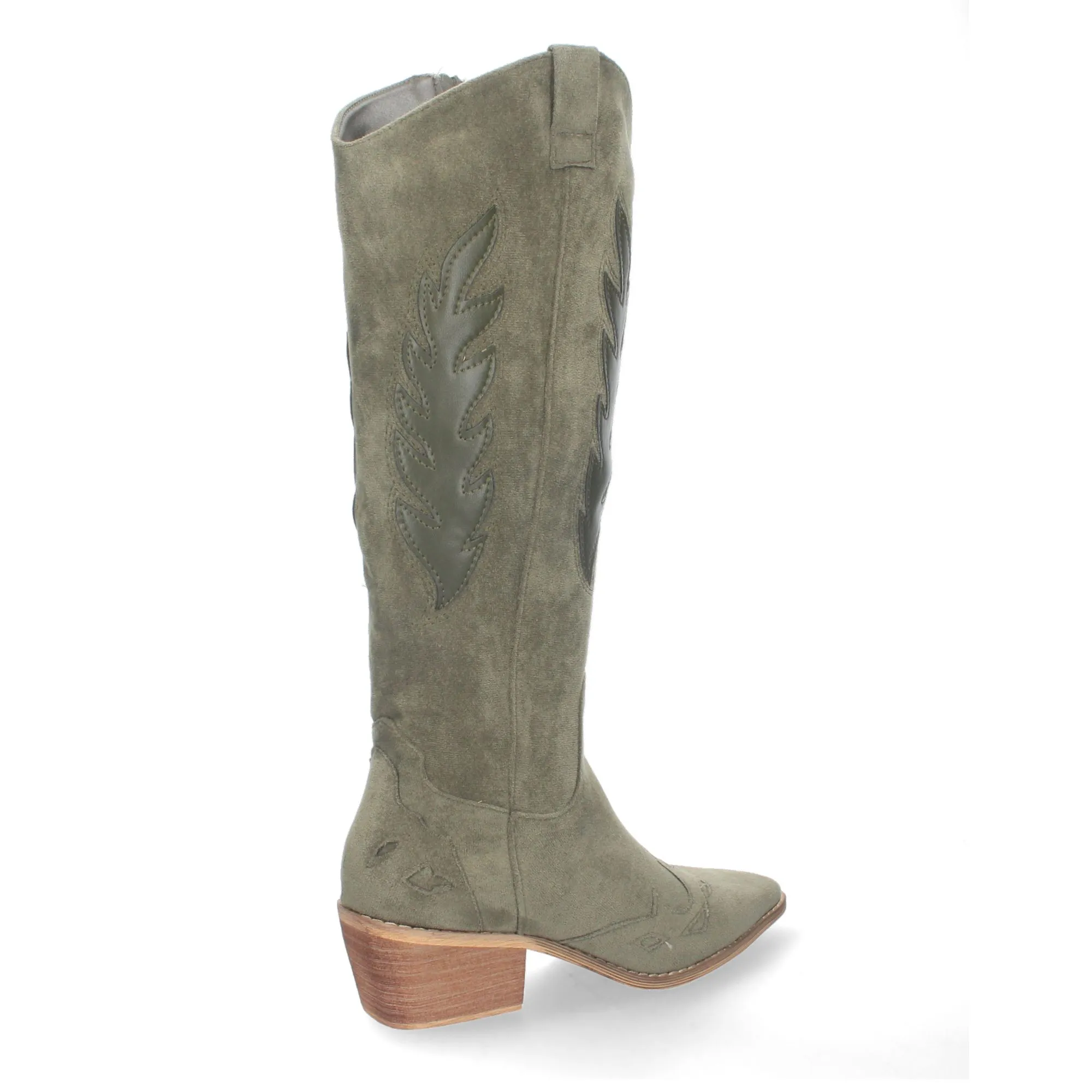 Botas camperas altas tacón bajo para mujer color verde