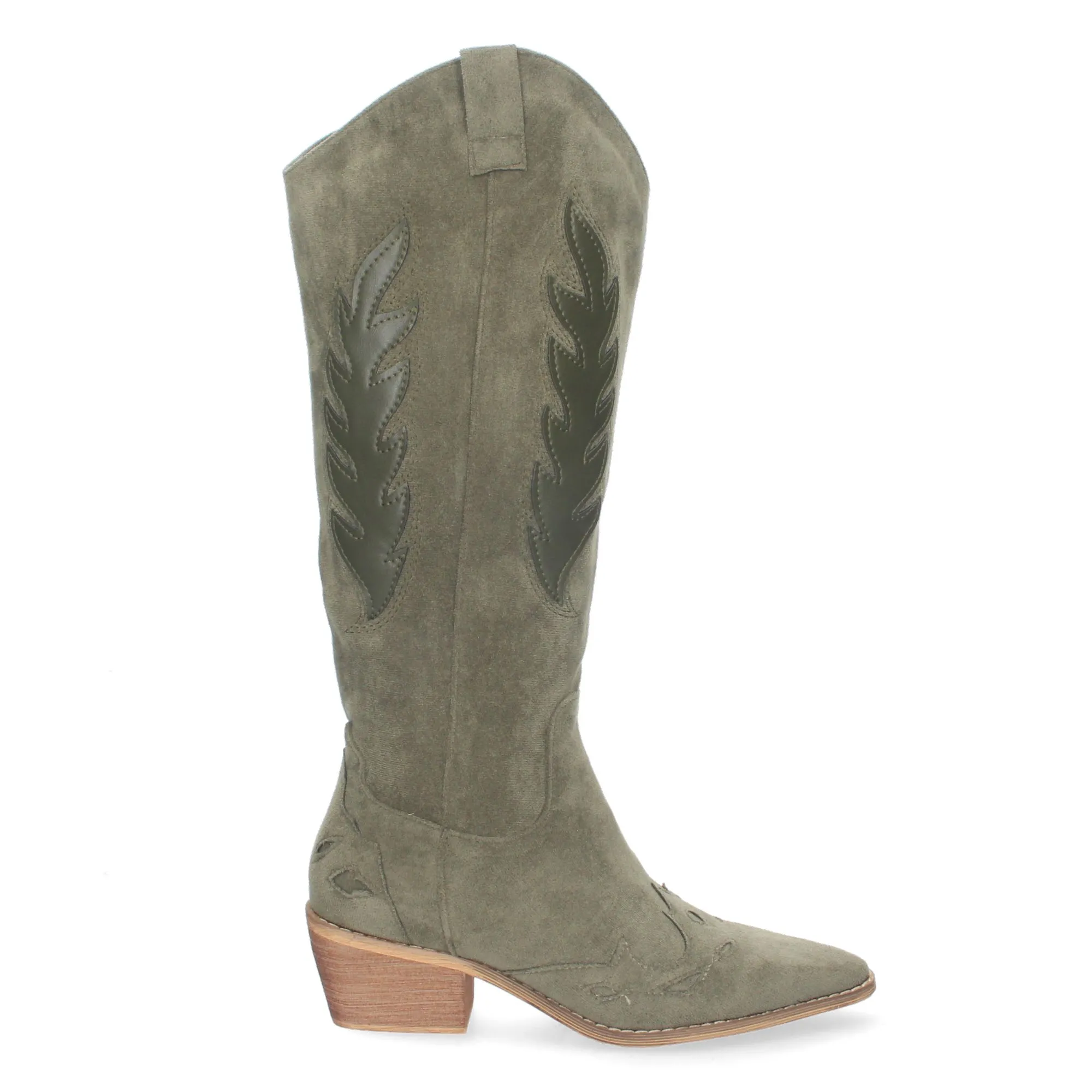 Botas camperas altas tacón bajo para mujer color verde