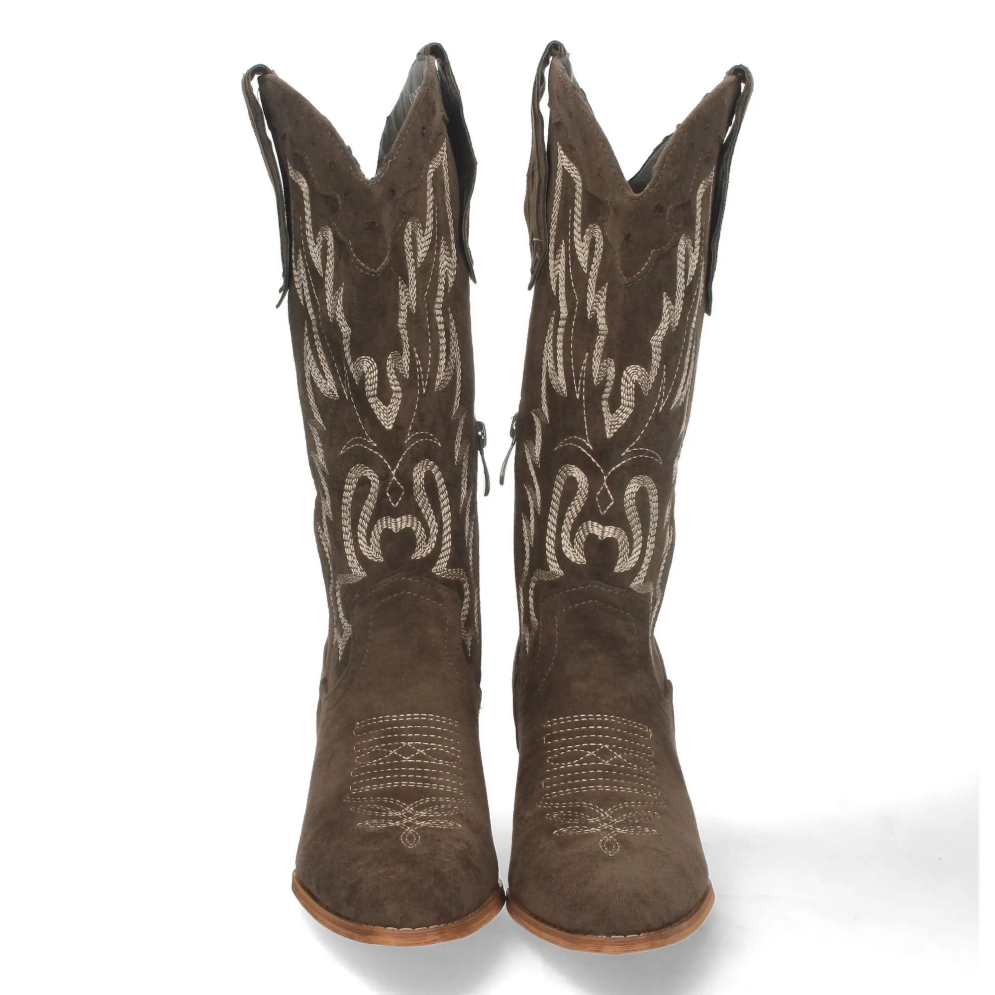 Botas cowboy camperas bordado en caña mujer color verde