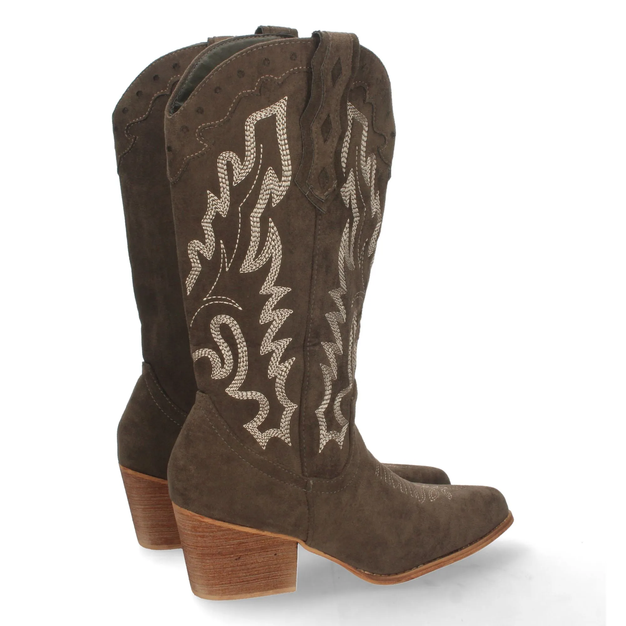 Botas cowboy camperas bordado en caña mujer color verde