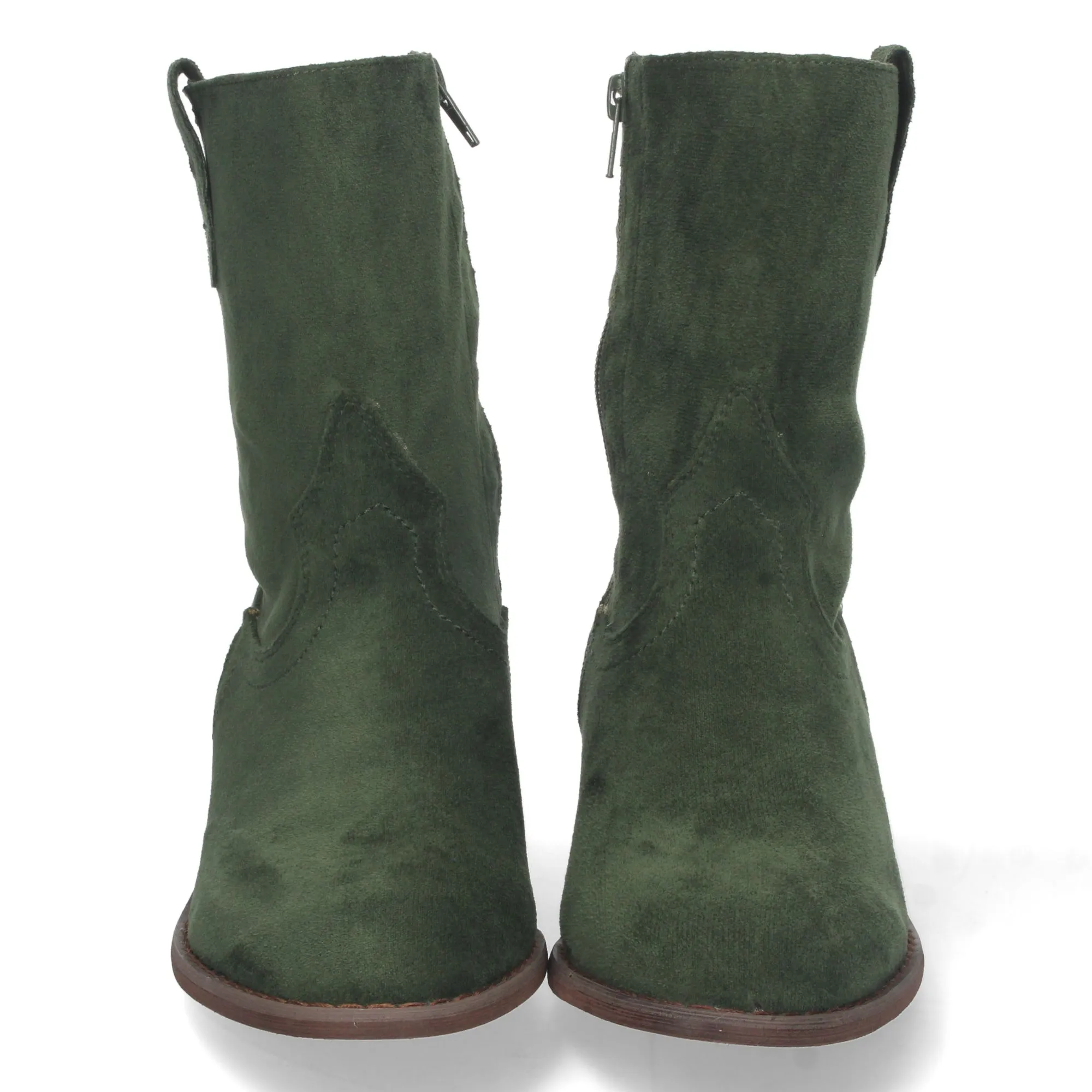 Botines bajos cómodos punta redonda mujer color verde