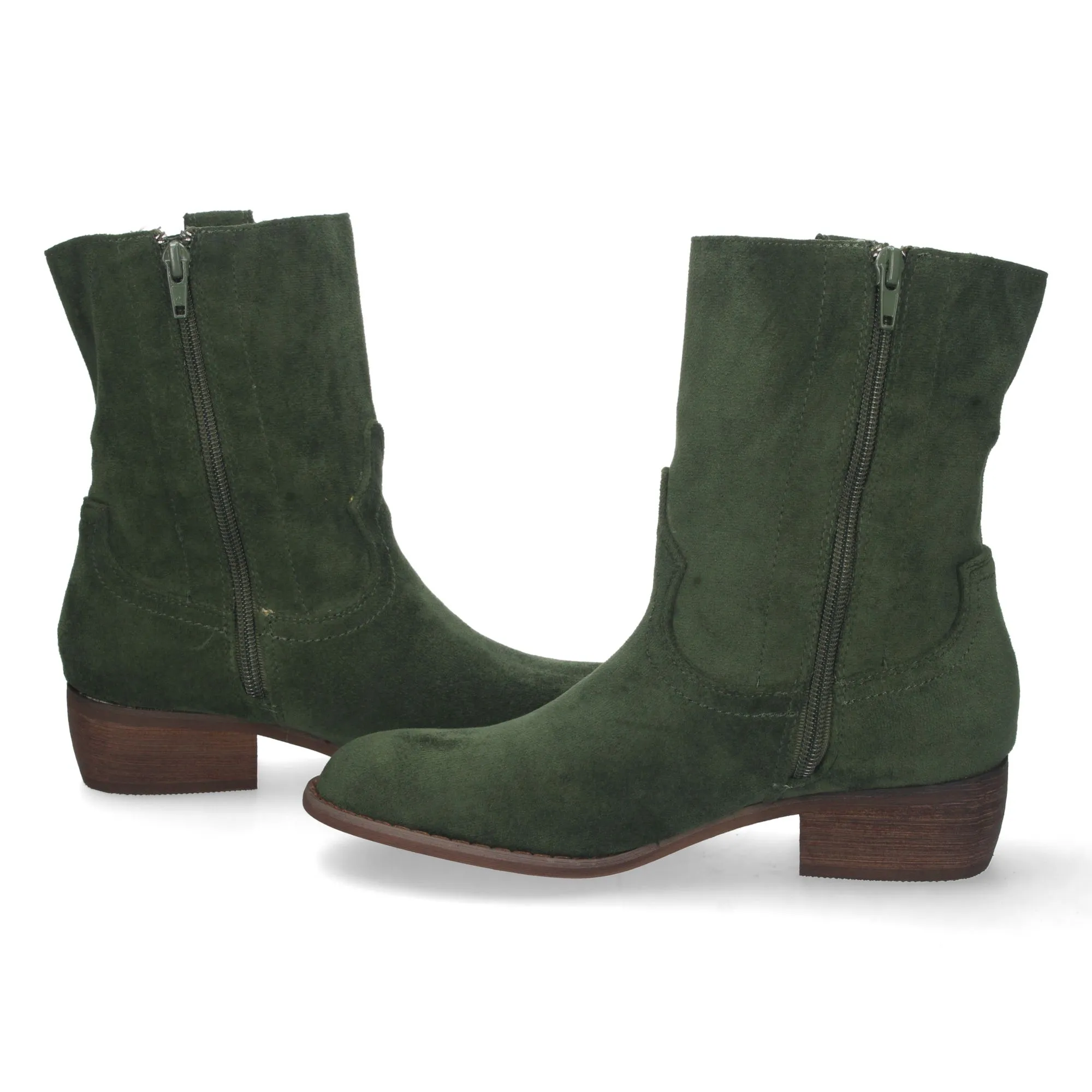 Botines bajos cómodos punta redonda mujer color verde