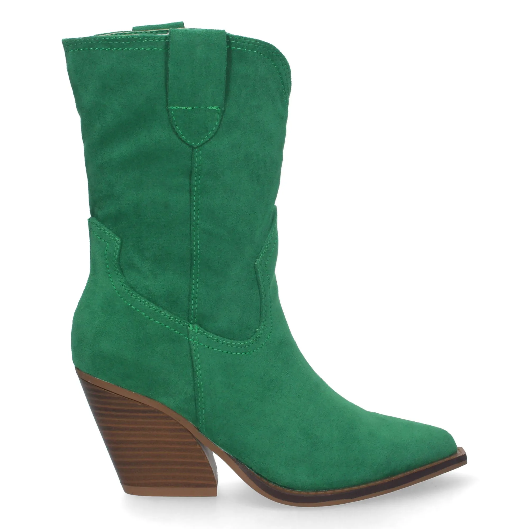 Botines cowboy de tacon campero para mujer color verde