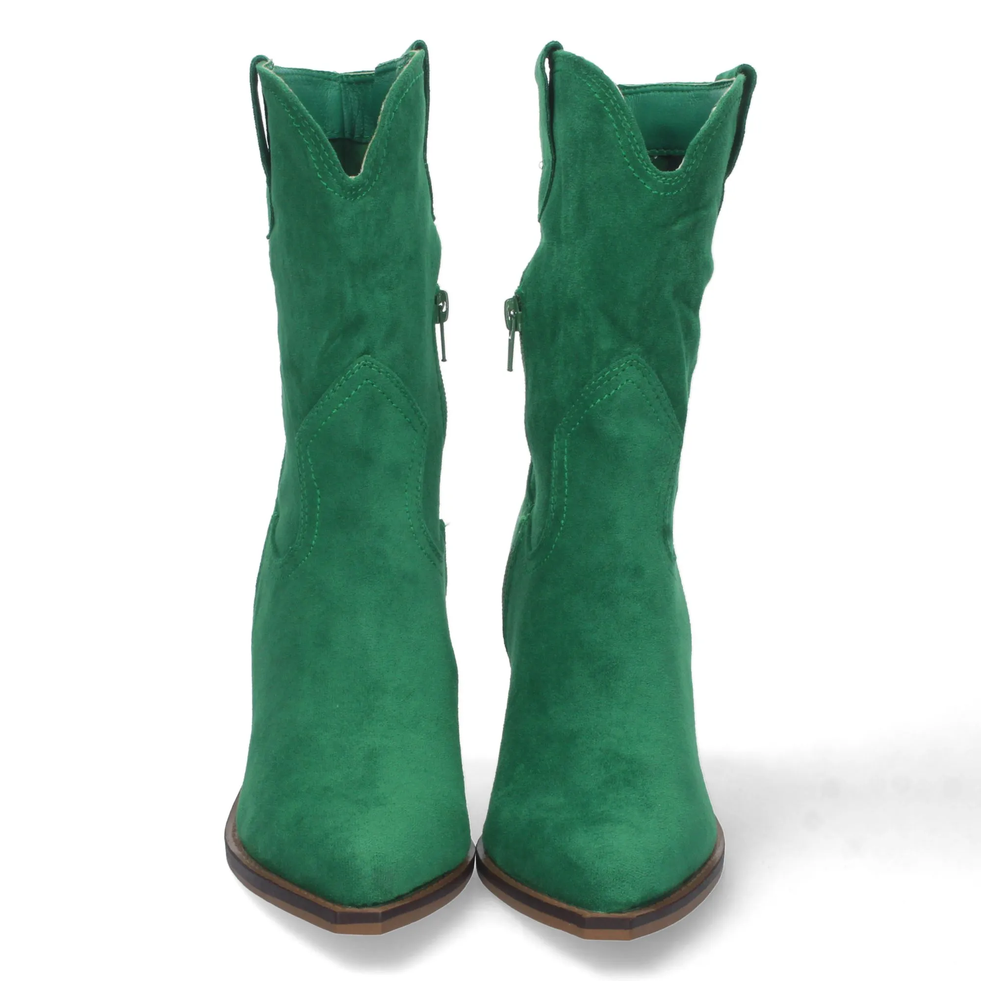 Botines cowboy de tacon campero para mujer color verde