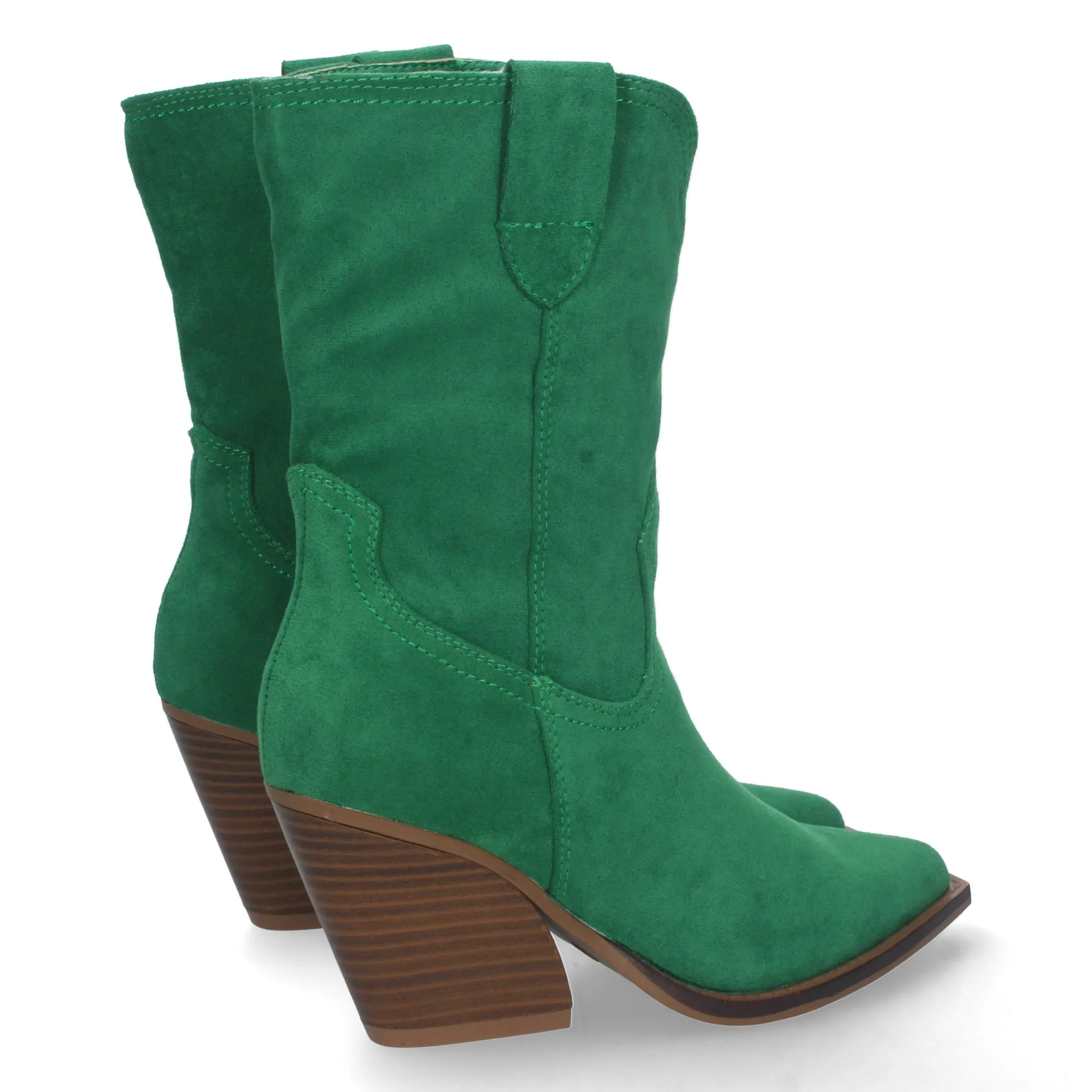 Botines cowboy de tacon campero para mujer color verde