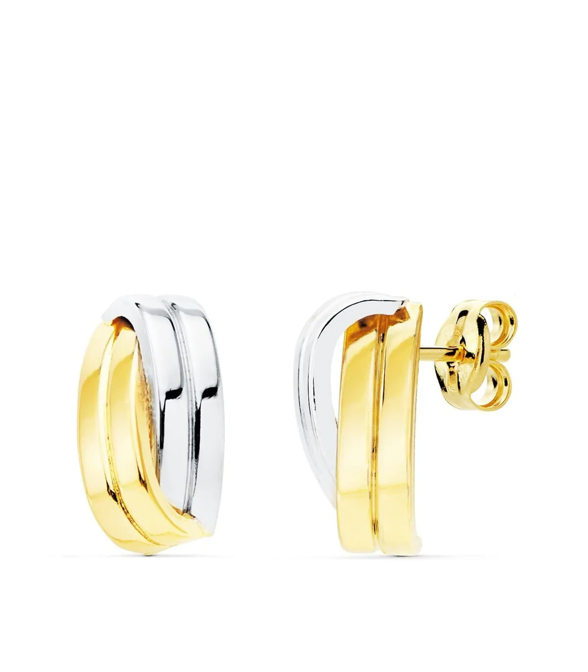 Boucles d'oreilles Bandes Or Bicolore 18K 13mm
