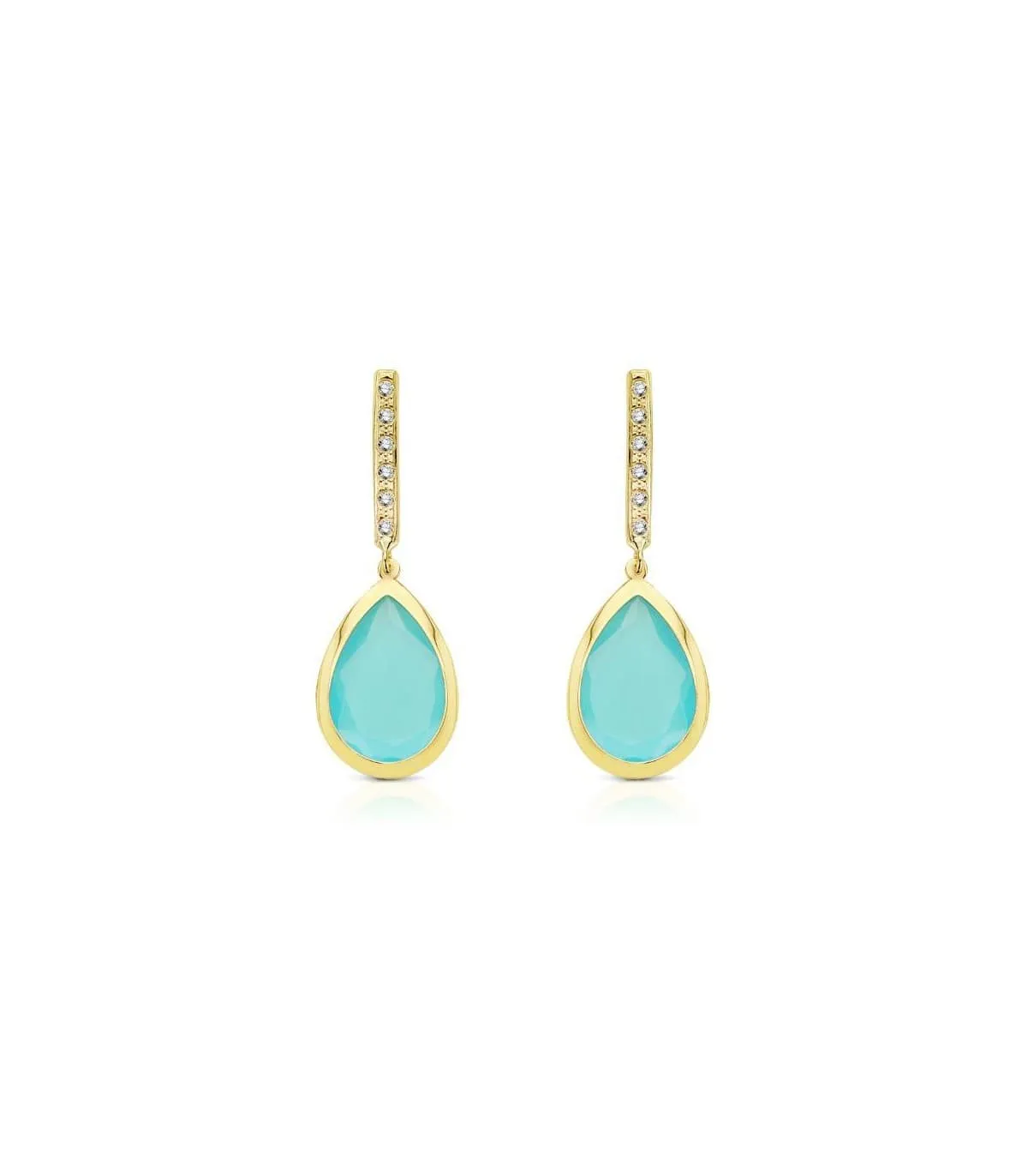 BOUCLES D'OREILLES PENDANTES OR CATRINA PIERRE AIGUEMARINE 18 CARATS