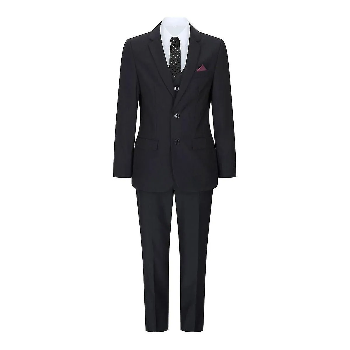 Boys 3 Piece Plain Black Classic Retro Suit