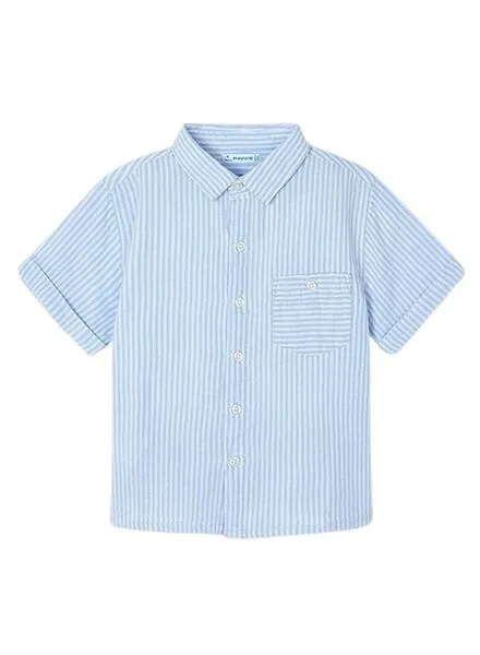 Camisa Mayoral Rayas Bambula Azul Para Niño
