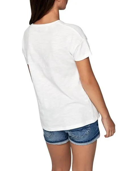 camiseta pepe jeans adore blanco para niña