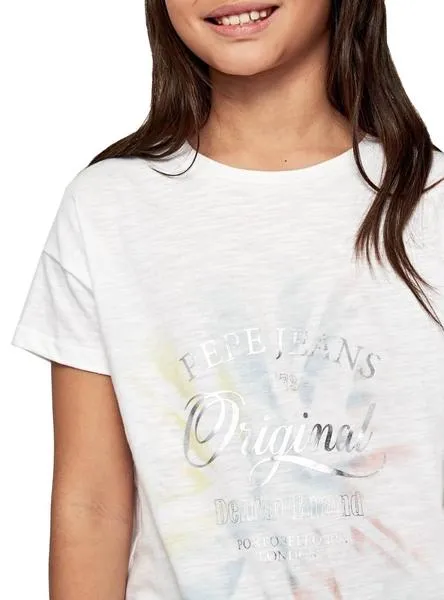 camiseta pepe jeans adore blanco para niña