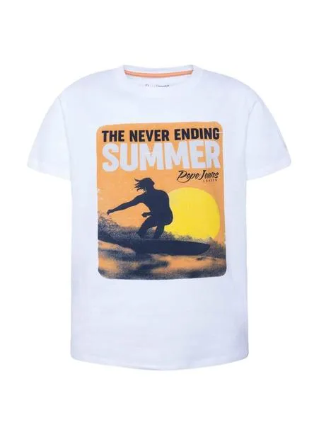 camiseta pepe jeans alfred blanco para niño