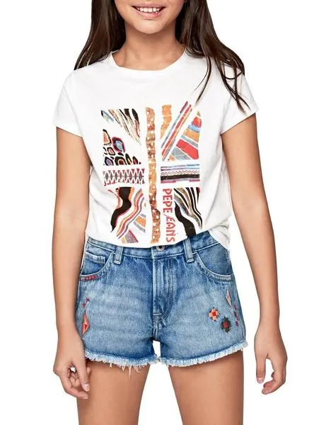 camiseta pepe jeans ivy blanco para niña