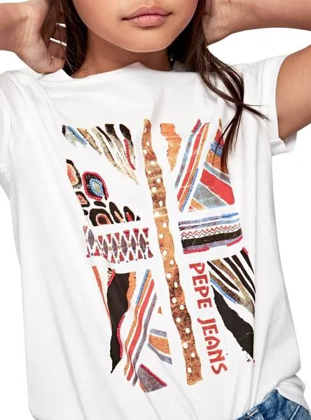 camiseta pepe jeans ivy blanco para niña