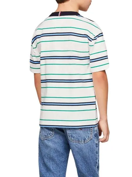 Camiseta Tommy Hilfiger Monotype Rayas Para Niño
