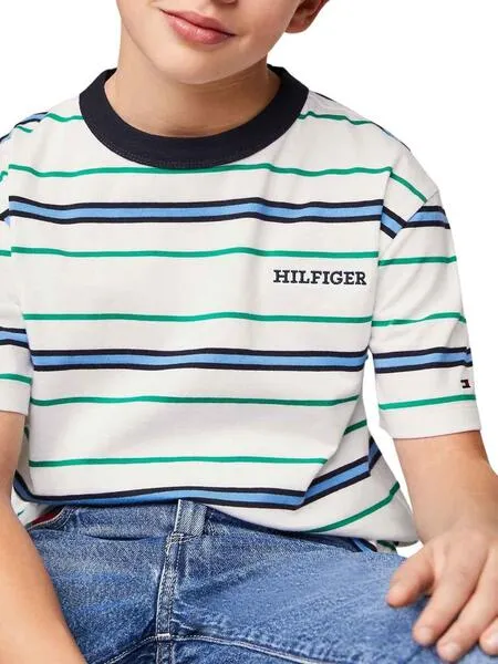 Camiseta Tommy Hilfiger Monotype Rayas Para Niño