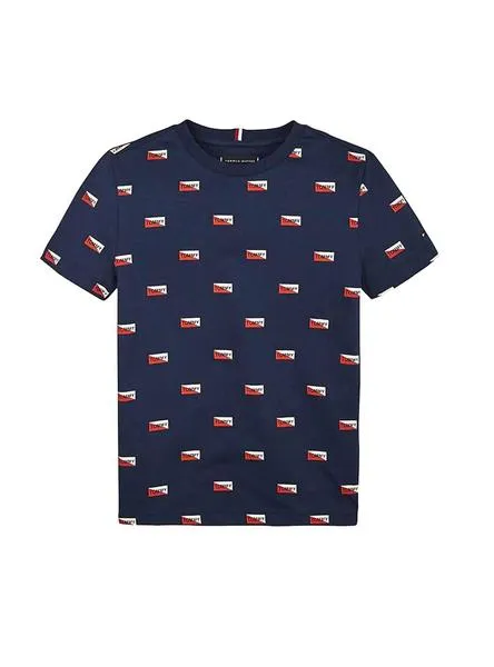 camiseta tommy hilfiger shields azul para niño