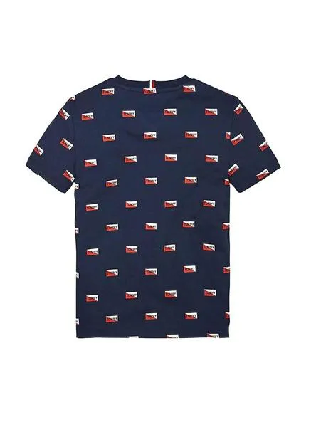 camiseta tommy hilfiger shields azul para niño
