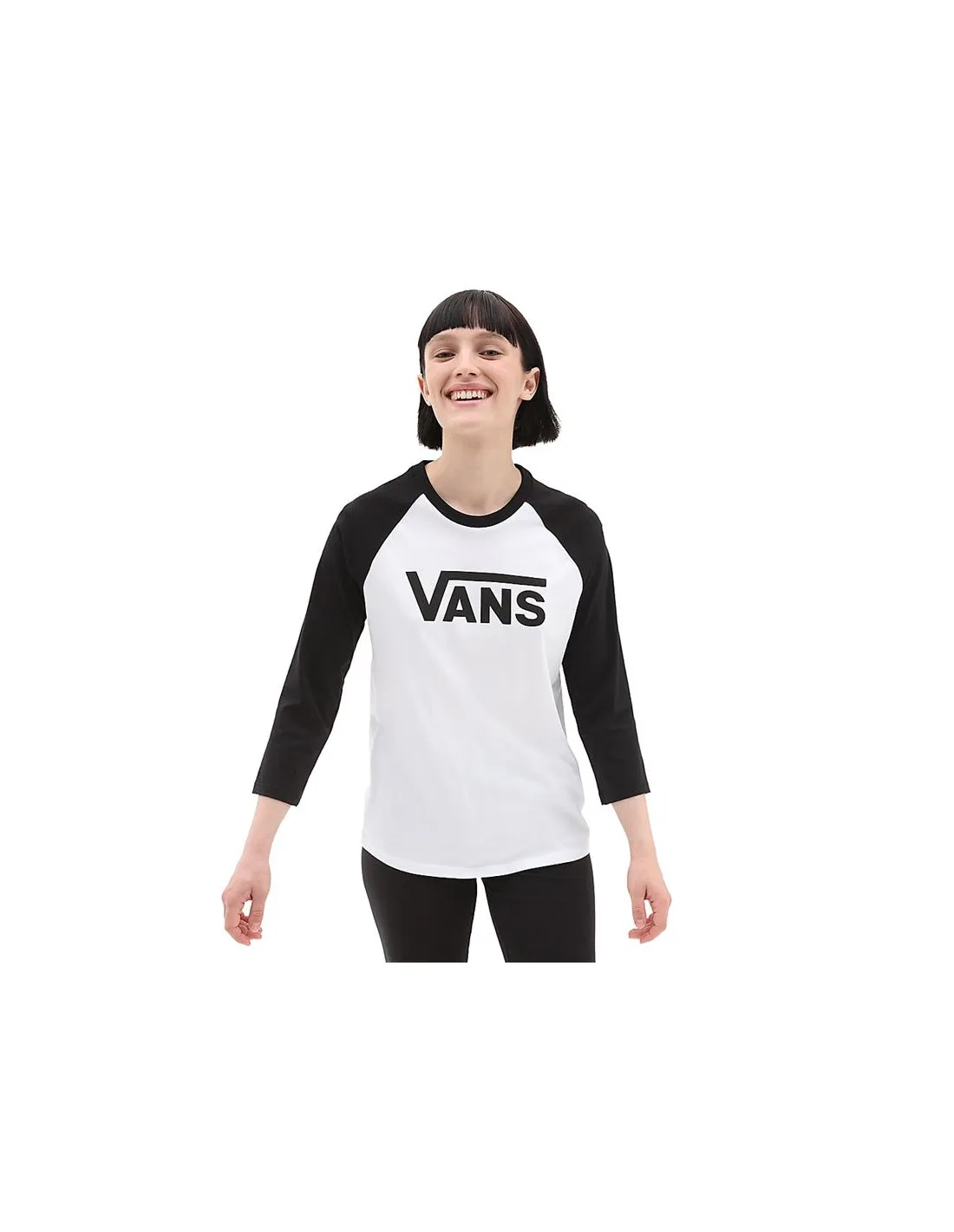 Camiseta Vans Drop V Raglan Blanco Mujer