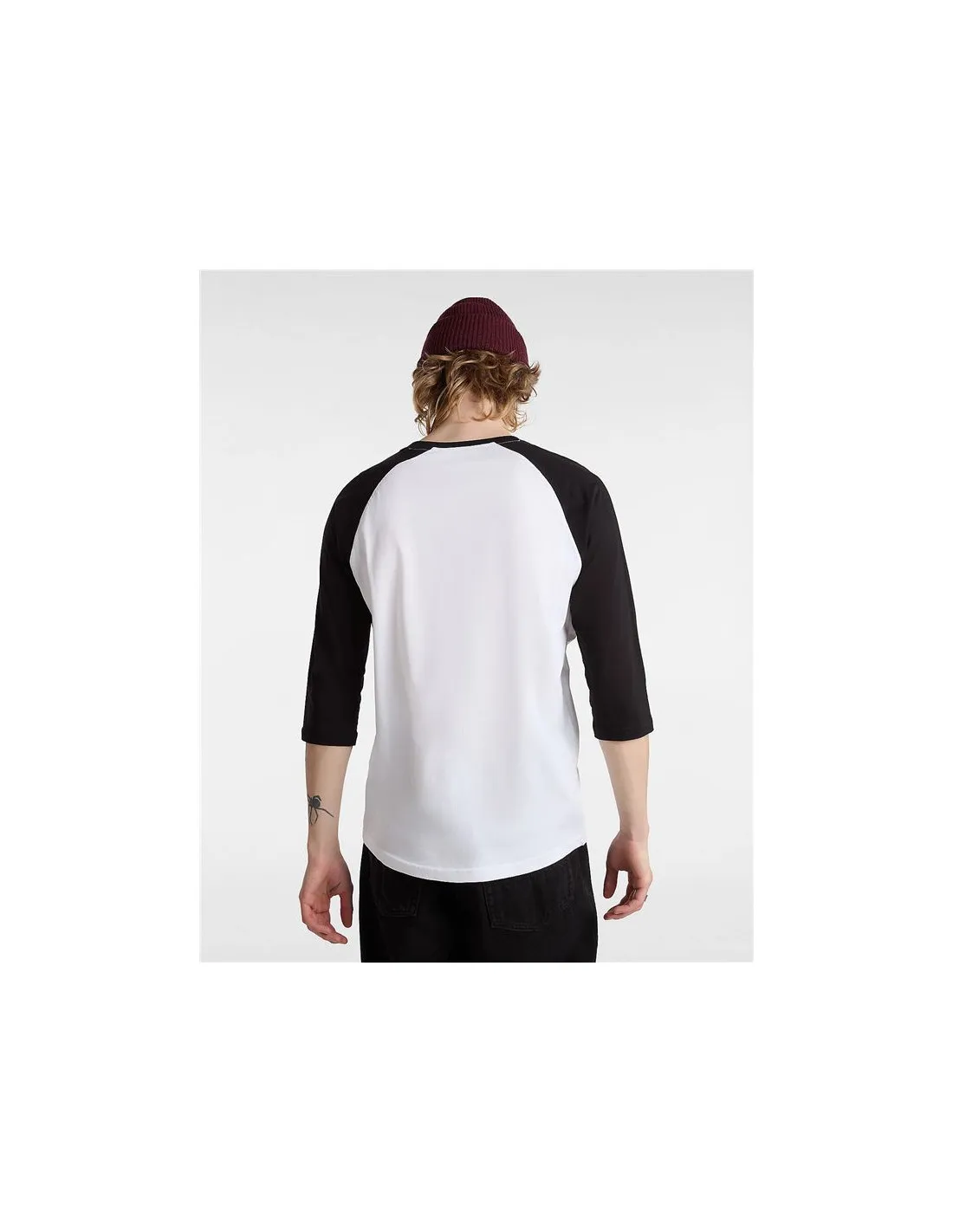 Camiseta Vans Style 76 Raglan Blanco/Negro Hombre