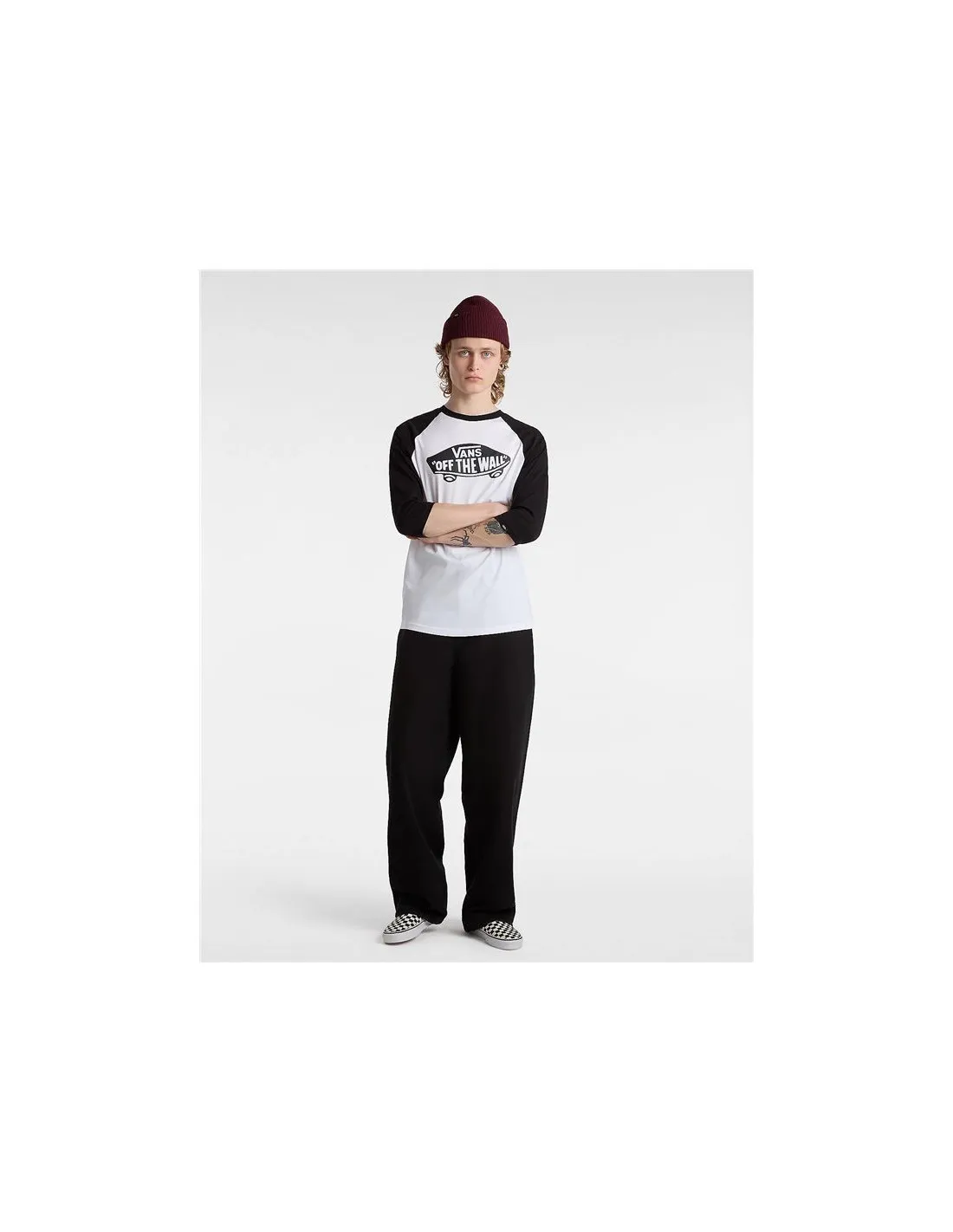 Camiseta Vans Style 76 Raglan Blanco/Negro Hombre