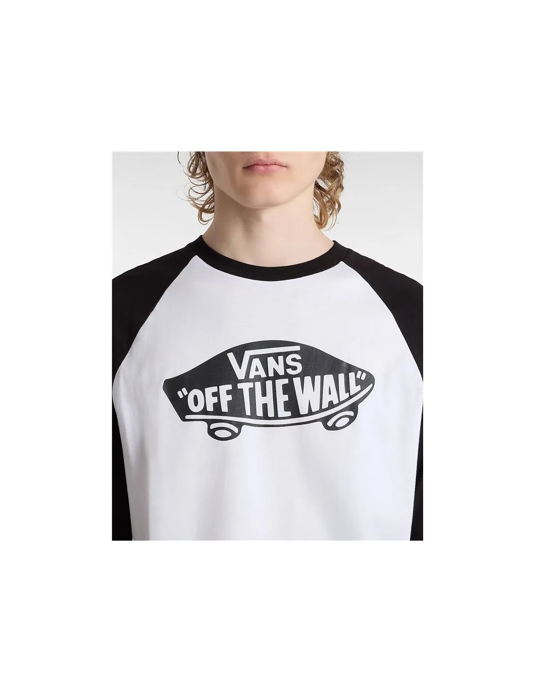 Camiseta Vans Style 76 Raglan Blanco/Negro Hombre