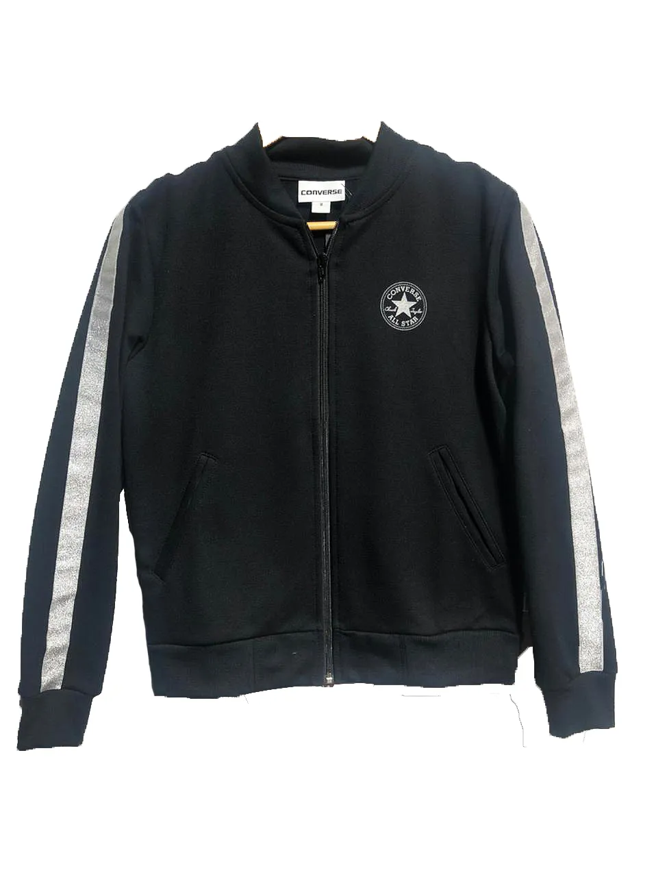 CAMPERA CONVERSE CON MANGAS METALIZADAS NEGRA DAMA