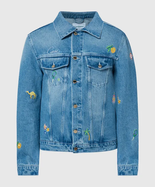 Casablanca Blue denim jacket with embroidery