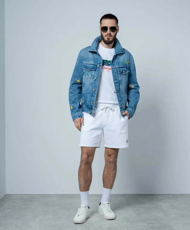 Casablanca Blue denim jacket with embroidery