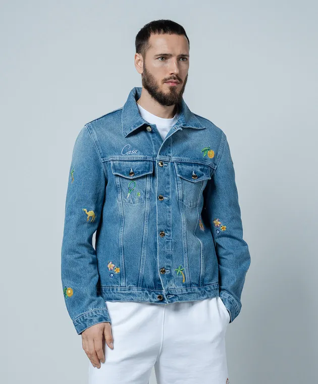 Casablanca Blue denim jacket with embroidery