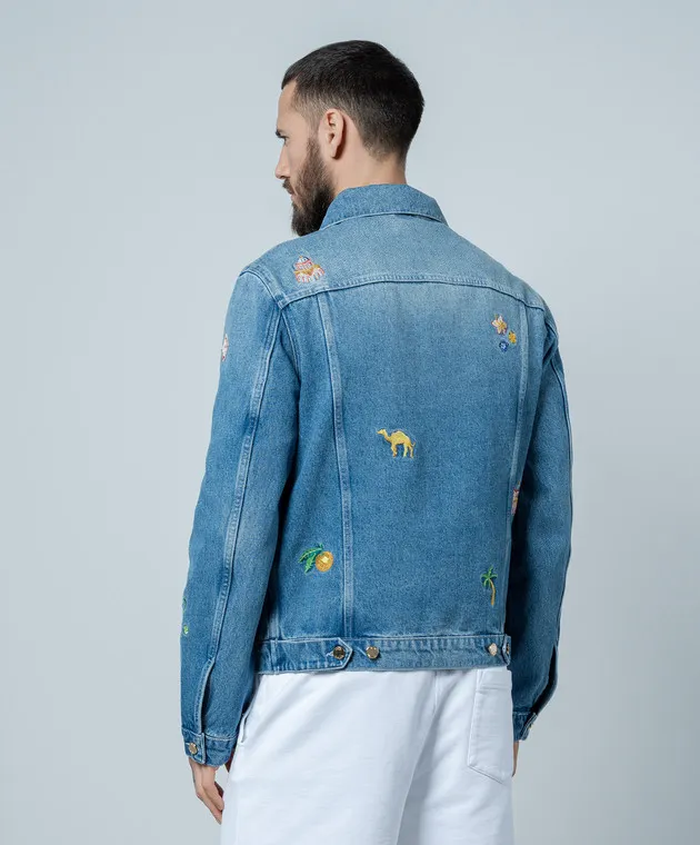 Casablanca Blue denim jacket with embroidery