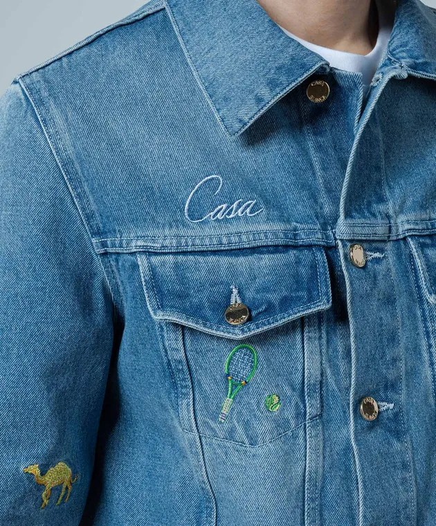 Casablanca Blue denim jacket with embroidery
