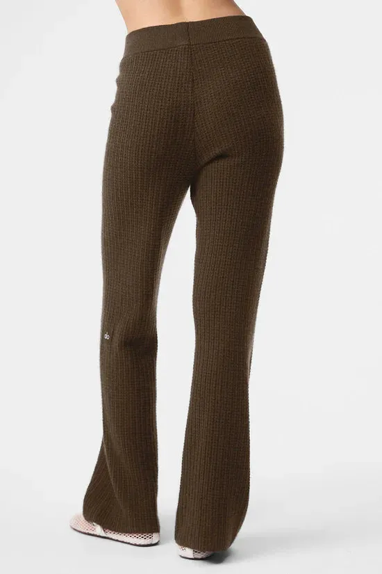 CASHMERE HIGHWAIST PLUSH WAFFLE PANT  ESPRESSO