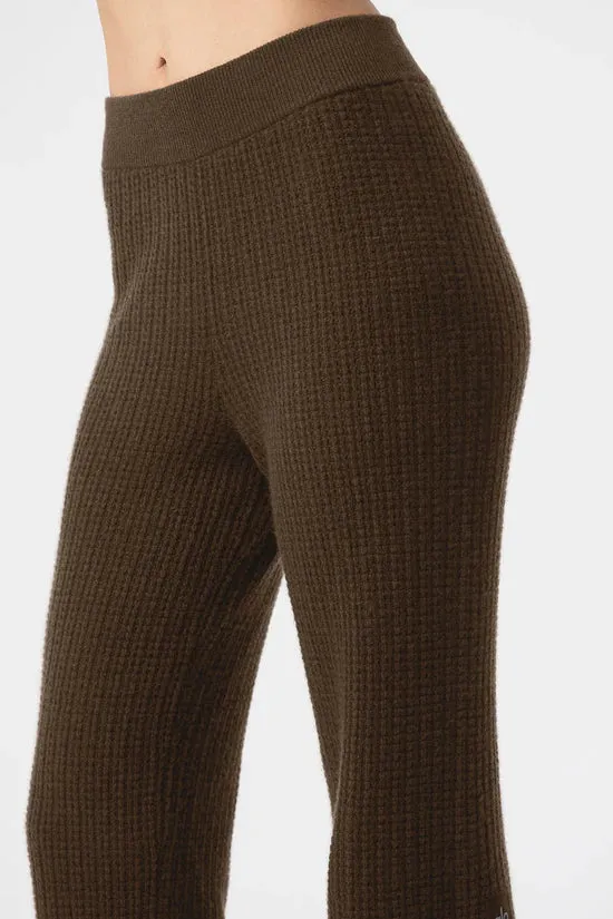CASHMERE HIGHWAIST PLUSH WAFFLE PANT  ESPRESSO