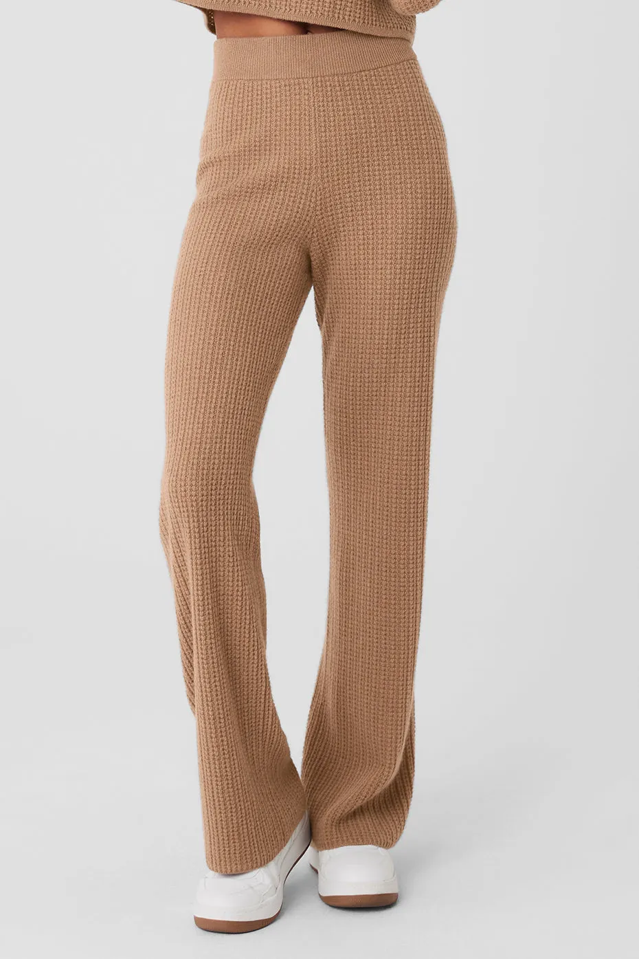 CASHMERE HIGHWAIST PLUSH WAFFLE PANT  TOASTED ALMOND