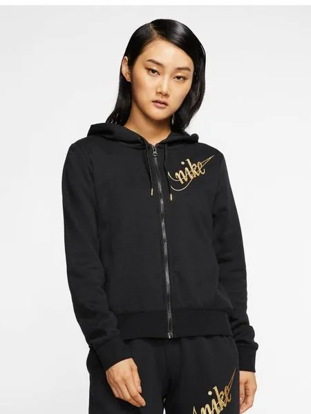 chaqueta nike negro/oro mujer