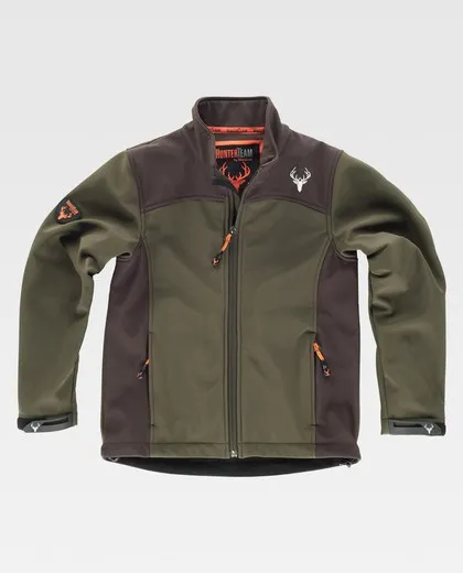 Chaqueta Workshell para niño combinada Verde Caza/Marron