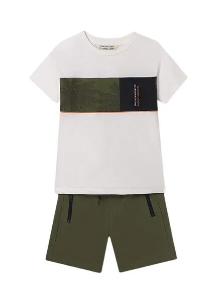 Conjunto camiseta y pantalón Mayoral Palmeras Block Verde Para Niño